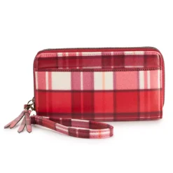 Sonoma Goods For Life® Elowen RFID-Blocking Double Zip Wristlet -Outlet Clothiza Store 5009987 Red Plaid