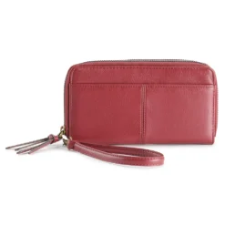 Sonoma Goods For Life® Elowen RFID-Blocking Double Zip Wristlet -Outlet Clothiza Store 5009987 Ruby Wine Pebble
