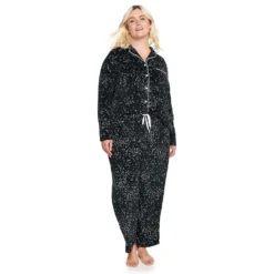 Plus Size Sonoma Goods For Life® Velour Pajama Shirt & Pajama Pants Set -Outlet Clothiza Store 5033014 ALT2