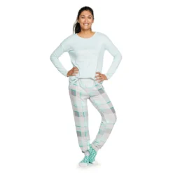 Women's Sonoma Goods For Life® 3-pc. Long Sleeve Pajama Top, Pajama Pants & Socks Set -Outlet Clothiza Store 5034508 ALT2
