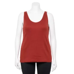 Plus Size Sonoma Goods For Life® Everyday Rib Tank -Outlet Clothiza Store 5035582 Berry Garnet