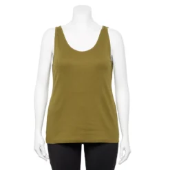 Plus Size Sonoma Goods For Life® Everyday Rib Tank -Outlet Clothiza Store 5035582 Odyssey Green