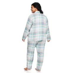 Plus Size Sonoma Goods For Life® Flannel Pajama Shirt & Pajama Pants Set -Outlet Clothiza Store 5146738 ALT
