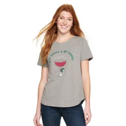 Women's Sonoma Goods For Life® Short Sleeve Holiday Graphic Tee -Outlet Clothiza Store 5180762 Eat Drink Be Merry