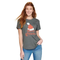 Women's Sonoma Goods For Life® Short Sleeve Holiday Graphic Tee -Outlet Clothiza Store 5180762 Merry Christmas Gray