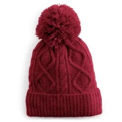Women's Sonoma Goods For Life® Sherpa-Lined Cable Knit Beanie -Outlet Clothiza Store 5194661 Red