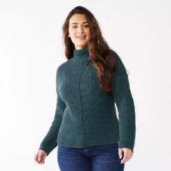 Women's Sonoma Goods For Life® Exposed Seaming Mockneck Sweater -Outlet Clothiza Store 5195667 Green Twist