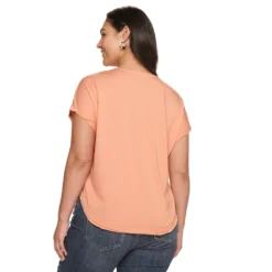 Plus Size Sonoma Goods For Life® Dolman Short Sleeve Button Front Top -Outlet Clothiza Store 5204508 ALT