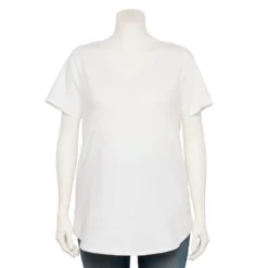 Plus Size Sonoma Goods For Life® V-Neck Tunic Tee -Outlet Clothiza Store 5209140 White