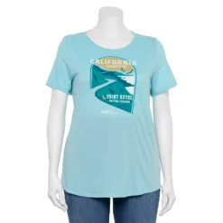 Plus Size Sonoma Goods For Life® National Parks Graphic Tee -Outlet Clothiza Store 5212613 Big Sur Light Blue
