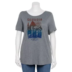 Plus Size Sonoma Goods For Life® National Parks Graphic Tee -Outlet Clothiza Store 5212613 Sequoia Tree Grey