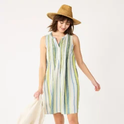 Women's Sonoma Goods For Life® Pintuck Linen-Blend Dress -Outlet Clothiza Store 5215954 ALT2