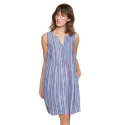 Women's Sonoma Goods For Life® Pintuck Linen-Blend Dress -Outlet Clothiza Store 5215954 Blue Stripe