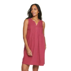 Women's Sonoma Goods For Life® Pintuck Linen-Blend Dress -Outlet Clothiza Store 5215954 Mauve