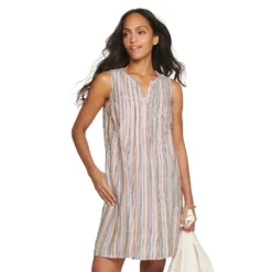 Women's Sonoma Goods For Life® Pintuck Linen-Blend Dress -Outlet Clothiza Store 5215954 Multi Stripe