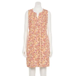 Women's Sonoma Goods For Life® Pintuck Linen-Blend Dress -Outlet Clothiza Store 5215954 Peach Floral