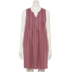 Women's Sonoma Goods For Life® Pintuck Linen-Blend Dress -Outlet Clothiza Store 5215954 Purple Stripe