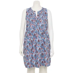 Plus Size Sonoma Goods For Life® Pintuck Linen-Blend Dress -Outlet Clothiza Store 5223428 Americana Floral