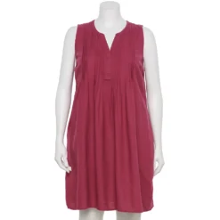 Plus Size Sonoma Goods For Life® Pintuck Linen-Blend Dress -Outlet Clothiza Store 5223428 Clematis Mauve