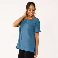 Women's Sonoma Goods For Life® Supersoft Short Sleeve Tunic -Outlet Clothiza Store 5231865 Blue