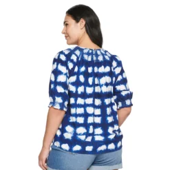 Plus Size Sonoma Goods For Life® Elbow Smocked Neck Top -Outlet Clothiza Store 5232730 ALT