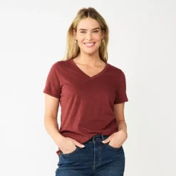 Petite Sonoma Goods For Life® Everyday Short Sleeve V-Neck Tee -Outlet Clothiza Store 5234230 Brown