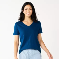 Petite Sonoma Goods For Life® Everyday Short Sleeve V-Neck Tee -Outlet Clothiza Store 5234230 Dark Blue