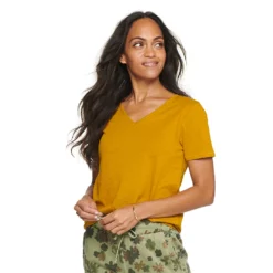 Petite Sonoma Goods For Life® Everyday Short Sleeve V-Neck Tee -Outlet Clothiza Store 5234230 Green Gold