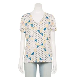 Petite Sonoma Goods For Life® Everyday Short Sleeve V-Neck Tee -Outlet Clothiza Store 5234230 Ivory Quilt