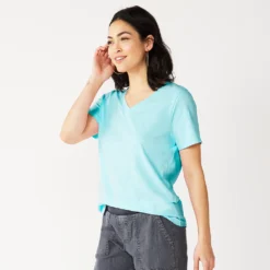 Petite Sonoma Goods For Life® Everyday Short Sleeve V-Neck Tee -Outlet Clothiza Store 5234230 Light Blue