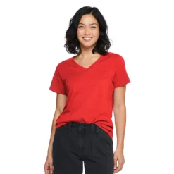 Petite Sonoma Goods For Life® Everyday Short Sleeve V-Neck Tee -Outlet Clothiza Store 5234230 Red
