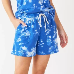 Women's Sonoma Goods For Life® French Terry Sweat Shorts -Outlet Clothiza Store 5234547 Blue Bleach Floral
