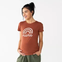 Maternity Sonoma Goods For Life® Fitted Crewneck Graphic Tee -Outlet Clothiza Store 5237042 Mama Rainbow Brown