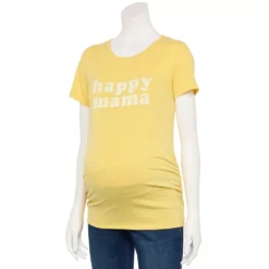 Maternity Sonoma Goods For Life® Fitted Crewneck Graphic Tee -Outlet Clothiza Store 5237042 Yellow Happy Mama