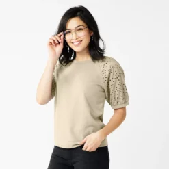 Women's Sonoma Goods For Life® Puff Sleeve Sweatshirt -Outlet Clothiza Store 5237696 Cement Boardwalk