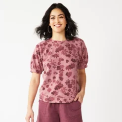 Women's Sonoma Goods For Life® Puff Sleeve Sweatshirt -Outlet Clothiza Store 5237696 Pink Camo Floral