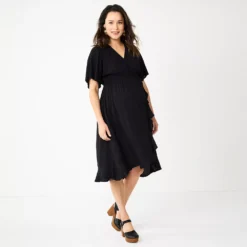 Maternity Sonoma Goods For Life® Flutter Sleeve Wrap Dress -Outlet Clothiza Store 5241695 Black