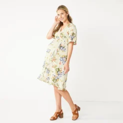 Maternity Sonoma Goods For Life® Flutter Sleeve Wrap Dress -Outlet Clothiza Store 5241695 Stripe Floral