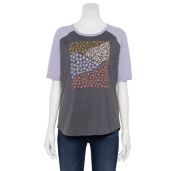 Women's Sonoma Goods For Life® Elbow Sleeve Baseball Graphic Tee -Outlet Clothiza Store 5242399 Gray Floral Fields