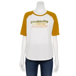 Women's Sonoma Goods For Life® Elbow Sleeve Baseball Graphic Tee -Outlet Clothiza Store 5242399 Ivory Positivity