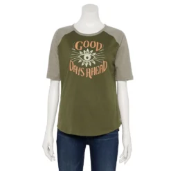Women's Sonoma Goods For Life® Elbow Sleeve Baseball Graphic Tee -Outlet Clothiza Store 5242399 Olive Good Days
