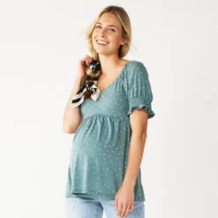 Maternity Sonoma Goods For Life® Smocked Sleeve Babydoll Top -Outlet Clothiza Store 5242675 Blue Dot