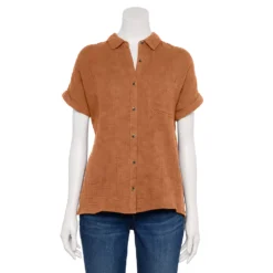 Petite Sonoma Goods For Life® Short Sleeve Button Down Shirt -Outlet Clothiza Store 5243772 Ruse