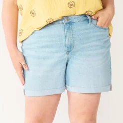 Plus Size Sonoma Goods For Life® Premium High-Waist Denim Shorts -Outlet Clothiza Store 5261004 Orchard