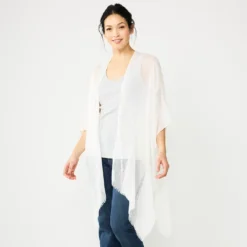 Women's Sonoma Goods For Life® Open Weave Ruana -Outlet Clothiza Store 5291757 Polar Beige