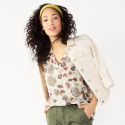 Women's Sonoma Goods For Life® V-Neck Tank -Outlet Clothiza Store 5297402 Beige Orange Floral