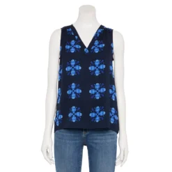 Women's Sonoma Goods For Life® V-Neck Tank -Outlet Clothiza Store 5297402 Large Navy Floral