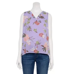 Women's Sonoma Goods For Life® V-Neck Tank -Outlet Clothiza Store 5297402 Lilac Tropical Floral