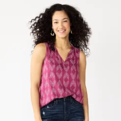 Women's Sonoma Goods For Life® V-Neck Tank -Outlet Clothiza Store 5297402 Mauve Sketch Diamond