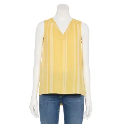 Women's Sonoma Goods For Life® V-Neck Tank -Outlet Clothiza Store 5297402 Yellow Mixed Stripe
